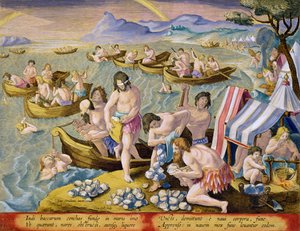 Indians Diving for Pearls, Plate 93 from 